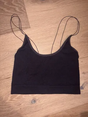 Brand new Urban Outfitters Black Spaghetti Seamless Strappy tank Top small thumbnail 2