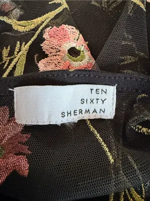 Ten Sixty Sherman NWOT Sheer Black Floral Embroidered Crop Top thumbnail 5