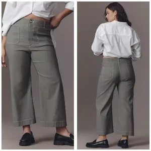 Anthropologie Maeve Colette Crop Pants Maeve Contrast Stitch Moss Olive Green 24 thumbnail 9