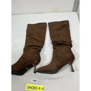 Womans New Teaieui Slouchy Pull On Knee High Stiletto Boots Size 8.5 Brown thumbnail 2