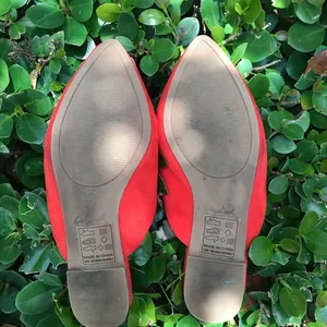 Qupid tomato red micro suede slides thumbnail 3