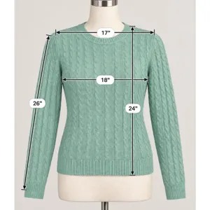 Lauren Ralph Lauren Women’s 100% Cashmere Cable Knit Sweater Med Mint Crewneck thumbnail 3