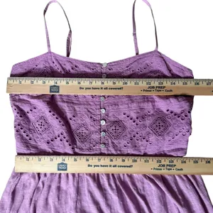 Lucky‎ Brand Maxi Dress Medium 100% Cotton Eyelet Sundress Sleeveless Smocked thumbnail 13