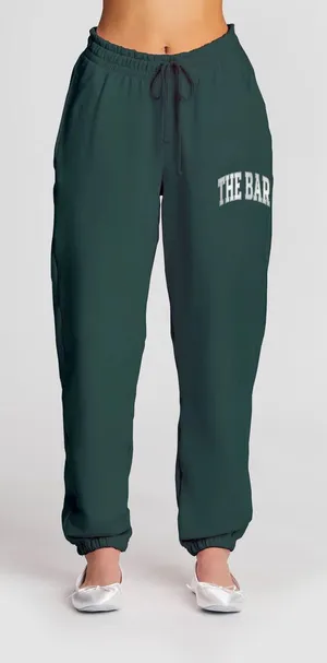 The Bar Varsity Fleece Sweatpants Hunter Green White XL READ thumbnail 1