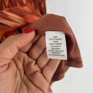 Nine West Camisole Top‎ Womens S Orange Abstract Pleated Smocked Spaghetti Strap thumbnail 8