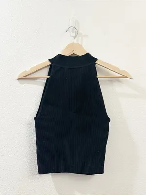 Aritzia‎ Babaton Sculpt Knit Mockneck Halter Top Black Size XS thumbnail 6