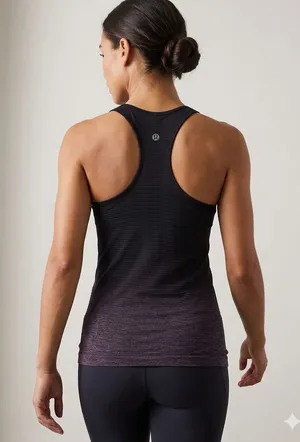 Lululemon Tank Top Womens 4 Black stripe Swiftly Tech Racerback 2.0 Ombre Gym‎ thumbnail 1