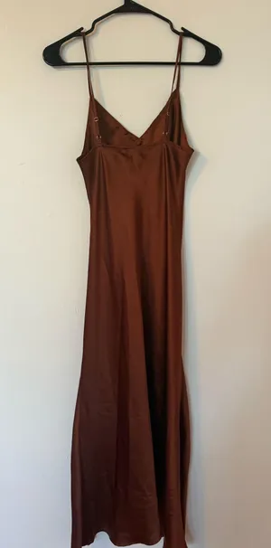 Brown Satin Ellison Maxi Dress thumbnail 1