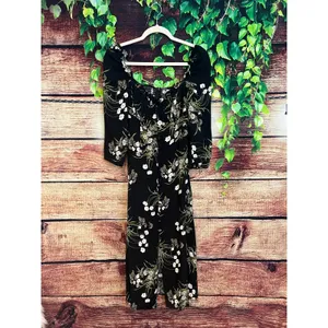 Reformation Fairway Floral Print Crepe Midi Dress Black Floral Flowers Sz 4 NWOT thumbnail 3