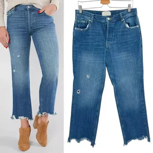 Free People Maggie Straight Jeans‎ Sequoia Blue Denim Size 28 thumbnail 2