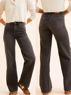 Free People X We The Free Tinsley Baggy High-Rise Jeans Celestial Black thumbnail 6