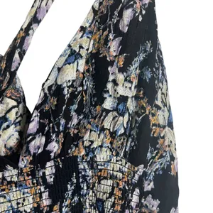 Free People Washed Ashore Black Floral Print Twist Back Mini Dress Size M thumbnail 5