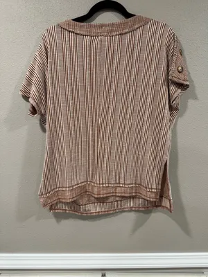 BKE Relaxed Stripe Short-Sleeve Top in Beige thumbnail 3