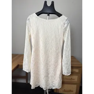 SHEIN Cream Lace Open Back Mini Dress Long Bell Sleeve Tie Back Large thumbnail 3