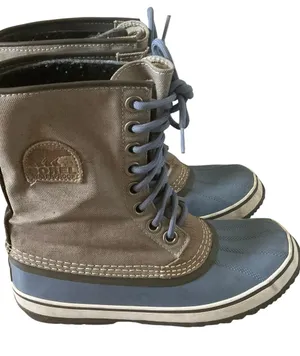 Sorel 1964 premium CVS waterproof boots tan and blue size 8 winter snow boot thumbnail 1
