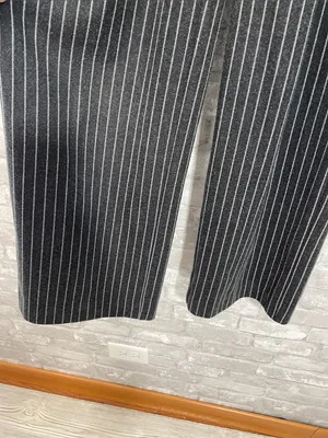 Elodie Charcoal Grey Pinstripe Wide-Leg Dress Pants thumbnail 2