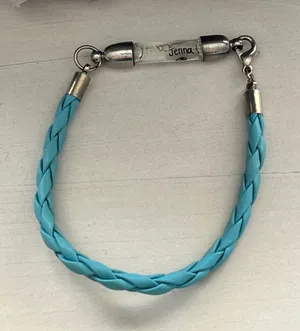 Braided Blue Faux Leather Bracelet with‎ Jenna Name Charm Accessory thumbnail 1