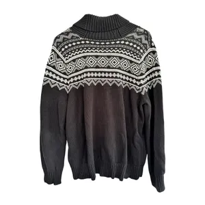 Lauren Ralph Lauren Fair Isle Shawl Collar Toggle Sweater Black White 1X Cotton thumbnail 9