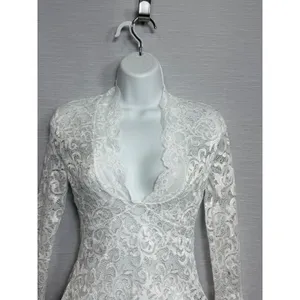 Edikted White Sheer Floral Lace Deep V-Neck Long Flared Sleeve Top Small NEW thumbnail 4