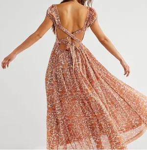 Free People ultra violet Maxi Dress Open Back in Tea Combo thumbnail 2