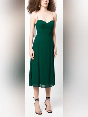 NEW Reformation Juliette emerald green midi Dress sz 10 thumbnail 7