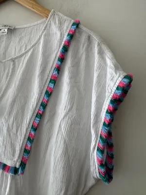 J. Crew Adorable White Fringe Beach Swim Cover Up‎ Tunic Top thumbnail 7