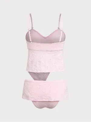 Samiol Pink Geometric Knitted Tankini Set Size M thumbnail 3