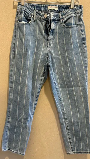 PacSun Blue and White Striped Women's Jeans thumbnail 1