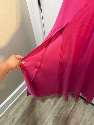 Sans Souci Magenta Satin Ring Front Midi Skirt with Slit thumbnail 6