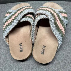 Boho Crochet Slides‎ Sandals Multi Color Maeve Anthropologie 41 thumbnail 5