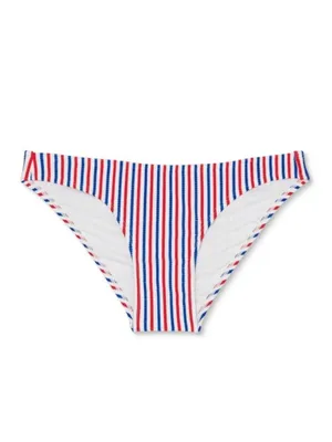 Juniors’ Ribbed Cheeky Bikini Bottom Red White Blue Swimsuit M Beach Patriotic thumbnail 3