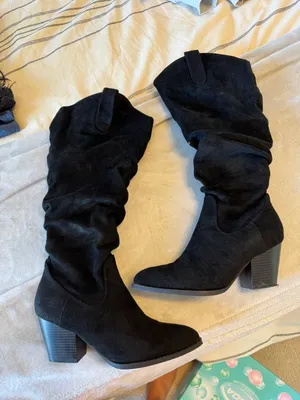Suede Black Boots Size 8 thumbnail 1