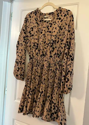 Entro Tan and Cream Bishop Sleeve Sundress thumbnail 1