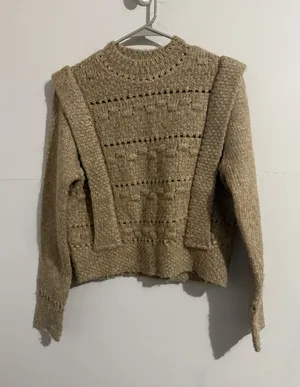 Endless Rose Sweater Size S Beige Oatmeal Crew Neck Chunky‎ Knit Pullover thumbnail 1