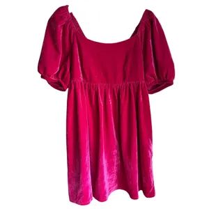 English Factory NWT Fuchsia Pink Velvet Puff Sleeve Mini Dress Small thumbnail 5