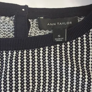 Ann Taylor Navy & White Silk Cotton Textured Sweater – Size Small thumbnail 5