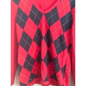 Tommy Hilfiger Women's‎ Red Navy Argyle V Neck Sweater Long Sleeve M thumbnail 2