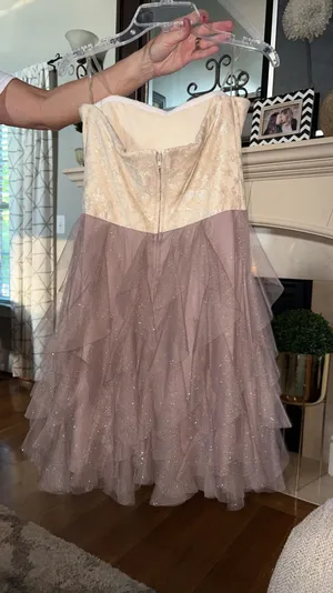 Tan Sparkly Semi Formal Dress Size 4 thumbnail 2