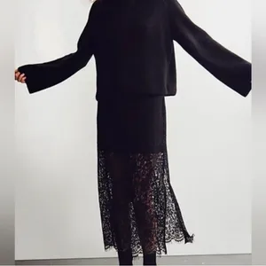 Gap Black Lace Midi Midi Skirt(Size XXS) thumbnail 4