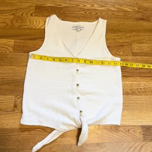 Texture & Thread Madewell Women’s XXS Cream Top Button Vest Sleeveless Cotton thumbnail 2