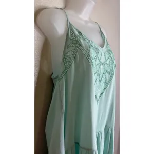 Umgee Womens Medium Top Tunic Mint Green Crochet Lace‎ Tiered Boho Festival thumbnail 8