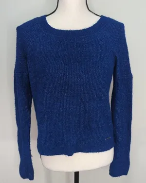 Abercrombie & Fitch Women's Royal Blue Keyhole Back Cable Knit‎ Sweater| XS thumbnail 1