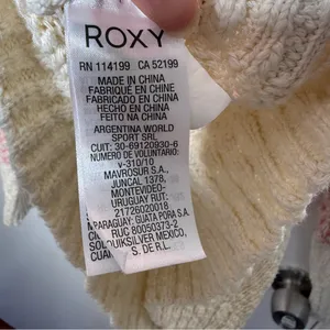 Roxy Women's Pink and Cream Hoodie Pullover Sweater Large thumbnail 7