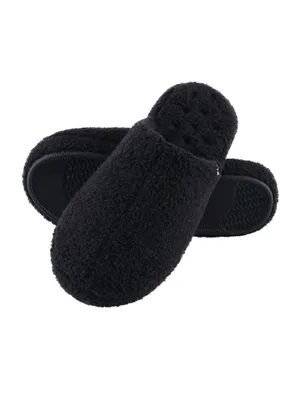 NWT Isotoner Cozy Plush Terry Knit Clog Slippers 8844 Black L (8.5-9) thumbnail 3