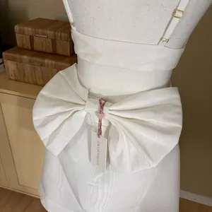 LoveShackFancy Till Dress In‎ Antique White Bridal Open Back Bow Accent Size 0 thumbnail 8