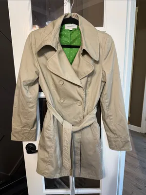 MERONA Classic Tan Double Breasted Short Trench Coat w/Belt M Capsule Minimalist thumbnail 1