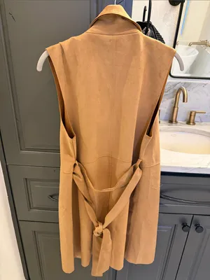 Love Tree Sleeveless Long Vest in Camel Tan thumbnail 3