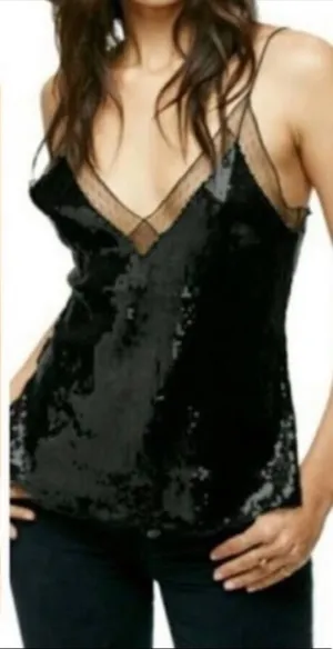 Free People Black Sequin Eras Tour Cami Tank Top thumbnail 1