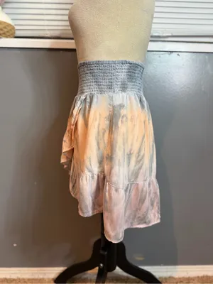 Vintage Havana Pastel Tie Dye Ruffle Skirt Smocked Waist Boho Small thumbnail 5