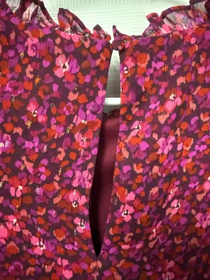 London Times Magenta & Burgundy Floral Ruffle Dress thumbnail 8